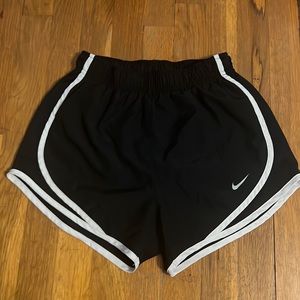 Black with white trim Nike running shorts